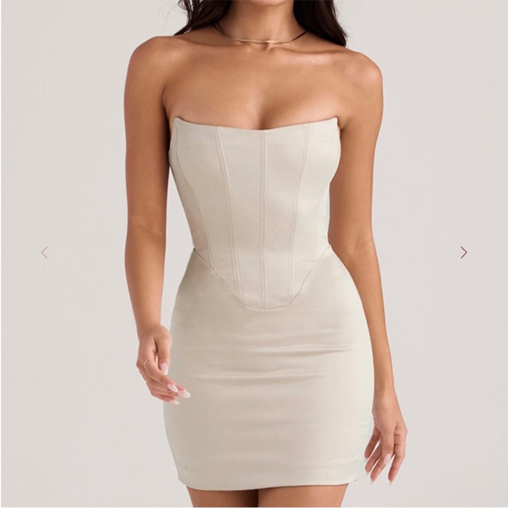House of CB Cream Strapless Mini Dress